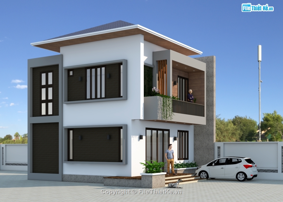 biet thu 2 tang hien dai,biet thu 2 tang 9.4x10.1m,biet thu 2 tang hien dai 4 phong ngu